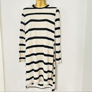 Zara stripe lightweight midi dress side slit euro summer